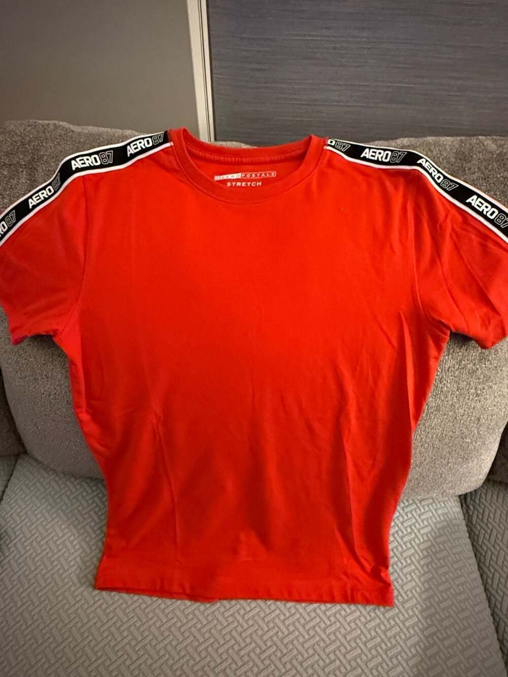Aeropostale Stretch Logo Tape T-Shirt Red Size S